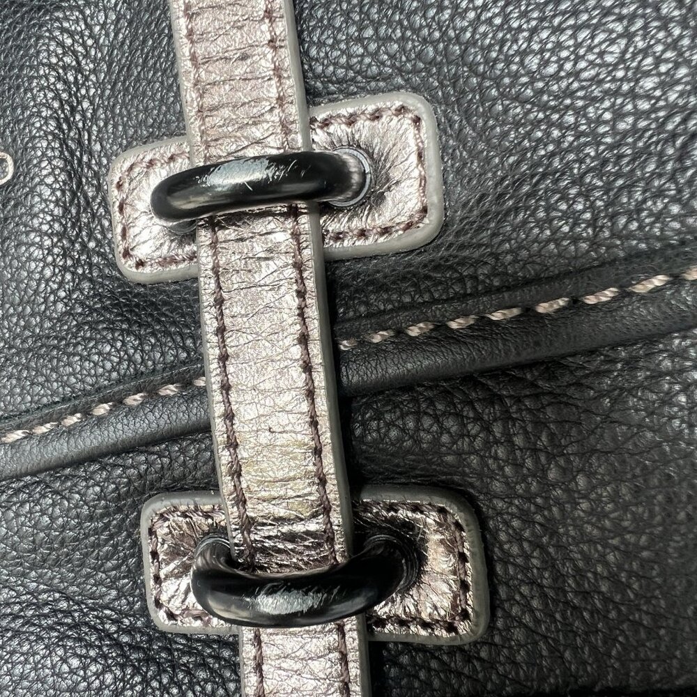Liebeskind Berlin Leather Shoulder Bag Satchel Black Metallic Slouchy Soft Purse - Picture 6 of 16